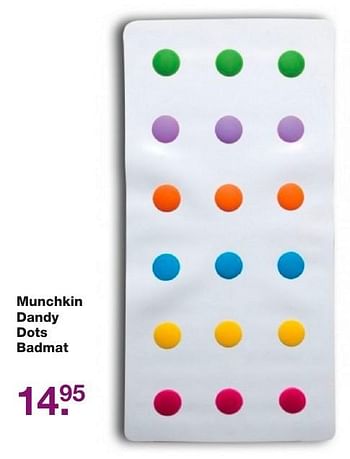 Aanbiedingen Munchkin dandy dots badmat - Munchkin - Geldig van 02/12/2016 tot 25/12/2016 bij Baby & Tiener Megastore
