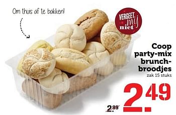 Aanbiedingen Coop party-mix brunchbroodjes - Huismerk - Coop - Geldig van 19/12/2016 tot 25/12/2016 bij Coop