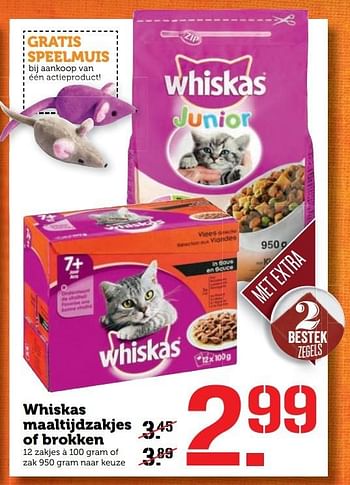 Aanbiedingen Whiskas maaltijdzakjes of brokken - Whiskas - Geldig van 19/12/2016 tot 25/12/2016 bij Coop