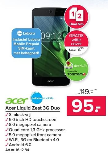 Aanbiedingen Acer liquid zest 3g duo - Acer - Geldig van 12/12/2016 tot 25/12/2016 bij Kijkshop