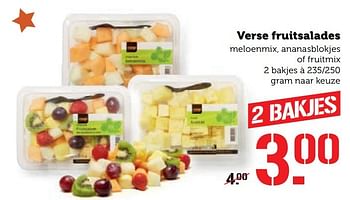Aanbiedingen Verse fruitsalades meloenmix, ananasblokjes of fruitmix - Huismerk - Coop - Geldig van 19/12/2016 tot 25/12/2016 bij Coop