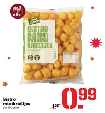 Aanbiedingen Bistro minikrieltjes - Huismerk - Coop - Geldig van 19/12/2016 tot 25/12/2016 bij Coop