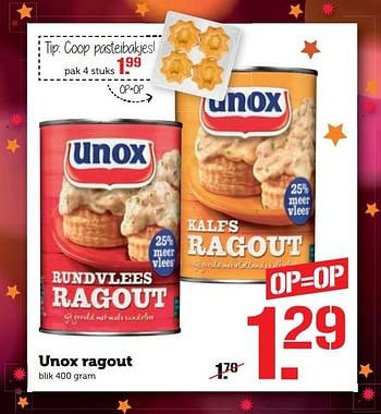 Aanbiedingen Unox ragout - Unox - Geldig van 19/12/2016 tot 25/12/2016 bij Coop