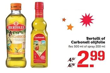 Aanbiedingen Bertolli of carbonell olijfolie - Bertolli - Geldig van 19/12/2016 tot 25/12/2016 bij Coop