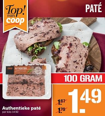 Aanbiedingen Authentieke paté - Huismerk - Coop - Geldig van 19/12/2016 tot 25/12/2016 bij Coop