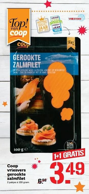 Aanbiedingen Coop vriesvers gerookte zalmfilet - Huismerk - Coop - Geldig van 19/12/2016 tot 25/12/2016 bij Coop