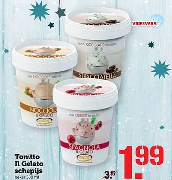 Aanbiedingen Tonitto il gelato schepijs - Tonitto - Geldig van 19/12/2016 tot 25/12/2016 bij Coop