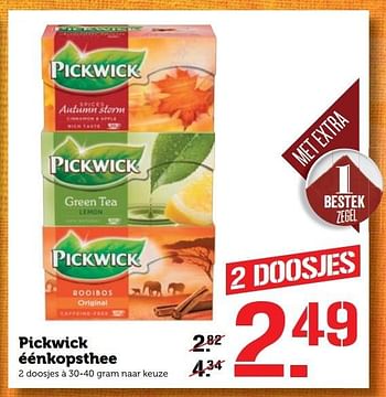 Aanbiedingen Pickwick éénkopsthee - Pickwick - Geldig van 19/12/2016 tot 25/12/2016 bij Coop