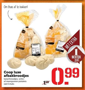 Aanbiedingen Coop luxe afbakbroodjes - Huismerk - Coop - Geldig van 19/12/2016 tot 25/12/2016 bij Coop