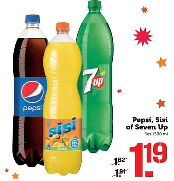 Aanbiedingen Pepsi, sisi of seven up - Sisi - Geldig van 19/12/2016 tot 25/12/2016 bij Coop