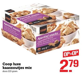 Aanbiedingen Coop luxe kaaszoutjes mix - Huismerk - Coop - Geldig van 19/12/2016 tot 25/12/2016 bij Coop