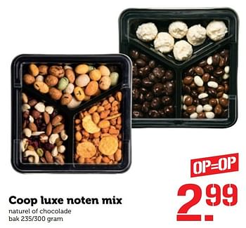 Aanbiedingen Coop luxe noten mix naturel of chocolade - Huismerk - Coop - Geldig van 19/12/2016 tot 25/12/2016 bij Coop