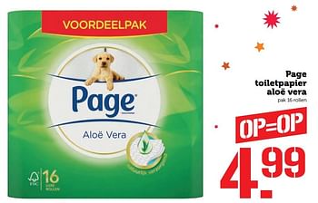 Aanbiedingen Page toiletpapier aloë vera - Page - Geldig van 19/12/2016 tot 25/12/2016 bij Coop