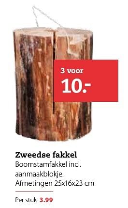 Aanbiedingen Zweedse fakkel boomstamfakkel incl. aanmaakblokje - Huismerk- Boerenbond - Geldig van 11/12/2016 tot 25/12/2016 bij Boerenbond