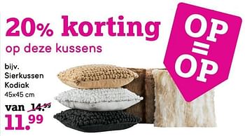 Aanbiedingen Sierkussen kodiak - Huismerk - Leen Bakker - Geldig van 12/12/2016 tot 25/12/2016 bij Leen Bakker