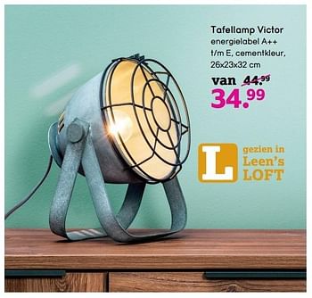 Aanbiedingen Tafellamp victor energielabel a++ t-m e, cementkleur - Huismerk - Leen Bakker - Geldig van 12/12/2016 tot 25/12/2016 bij Leen Bakker