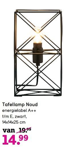 Aanbiedingen Tafellamp noud energielabel a++ t-m e, zwart - Huismerk - Leen Bakker - Geldig van 12/12/2016 tot 25/12/2016 bij Leen Bakker