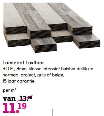 Aanbiedingen Laminaat luxfloor - Huismerk - Leen Bakker - Geldig van 12/12/2016 tot 25/12/2016 bij Leen Bakker