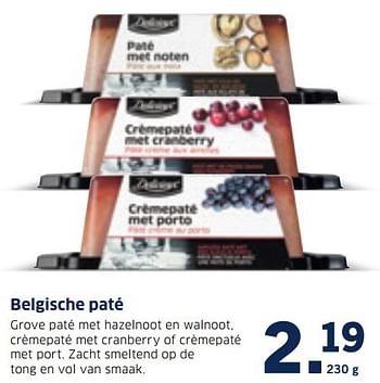Aanbiedingen Belgische paté - Delicieux - Geldig van 19/12/2016 tot 25/12/2016 bij Lidl