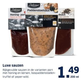 Aanbiedingen Luxe sauzen - Delicieux - Geldig van 19/12/2016 tot 25/12/2016 bij Lidl