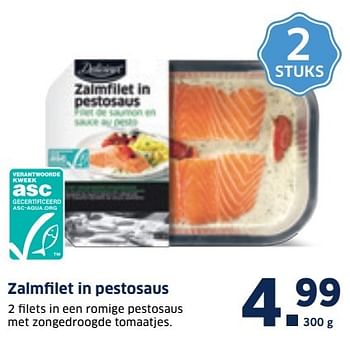Aanbiedingen Zalmfilet in pestosaus - Delicieux - Geldig van 19/12/2016 tot 25/12/2016 bij Lidl
