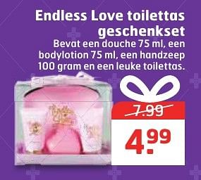 Aanbiedingen Endless love toilettas geschenkset - Endless Love - Geldig van 13/12/2016 tot 25/12/2016 bij Trekpleister