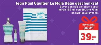 Aanbiedingen Jean paul gaultier le male beau geschenkset - Jean Paul Gaultier - Geldig van 13/12/2016 tot 25/12/2016 bij Trekpleister
