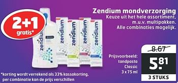 Aanbiedingen Zendium mondverzorging tandpasta classic - Zendium - Geldig van 13/12/2016 tot 25/12/2016 bij Trekpleister