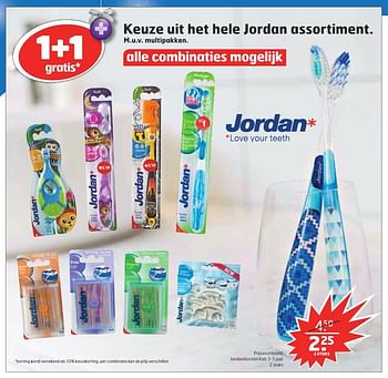 Aanbiedingen Jordan tandenborstel kids - Jordan - Geldig van 13/12/2016 tot 25/12/2016 bij Trekpleister