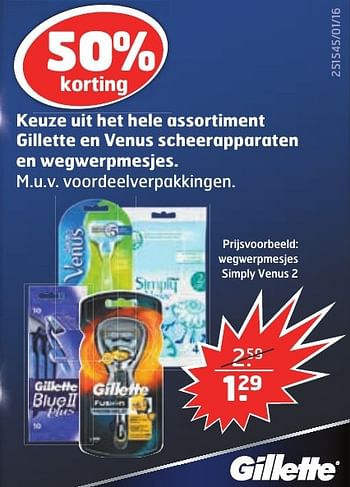 Aanbiedingen Gillette en venus scheerapparaten en wegwerpmesjes - Gillette - Geldig van 13/12/2016 tot 25/12/2016 bij Trekpleister