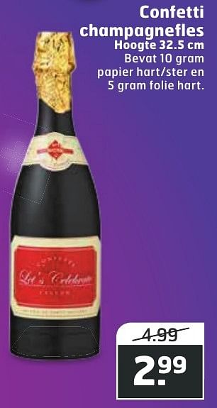 Aanbiedingen Confetti champagnefles - Huismerk - Trekpleister - Geldig van 13/12/2016 tot 25/12/2016 bij Trekpleister
