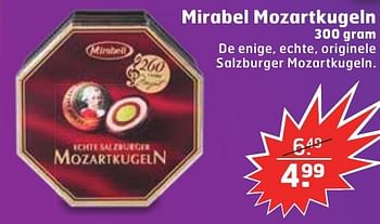Aanbiedingen Mirabel mozartkugeln - Mirabell - Geldig van 13/12/2016 tot 25/12/2016 bij Trekpleister