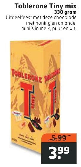 Aanbiedingen Toblerone tiny mix - Toblerone - Geldig van 13/12/2016 tot 25/12/2016 bij Trekpleister