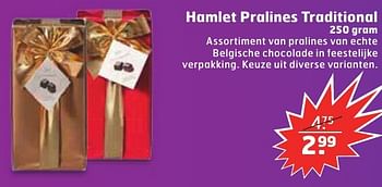 Aanbiedingen Hamlet pralines traditional - Hamlet - Geldig van 13/12/2016 tot 25/12/2016 bij Trekpleister