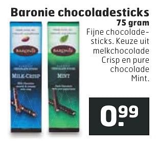 Aanbiedingen Baronie chocoladesticks - Baronie - Geldig van 13/12/2016 tot 25/12/2016 bij Trekpleister