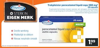 Aanbiedingen Trekpleister paracetamol liquid caps - Huismerk - Trekpleister - Geldig van 13/12/2016 tot 25/12/2016 bij Trekpleister