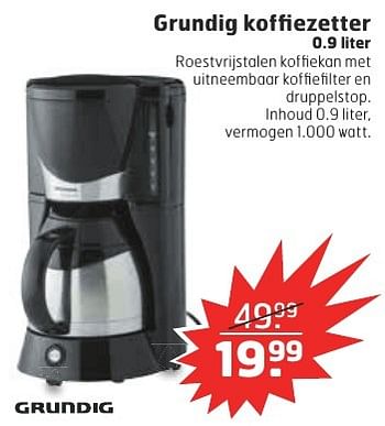 Aanbiedingen Grundig koffiezetter - Grundig - Geldig van 13/12/2016 tot 25/12/2016 bij Trekpleister
