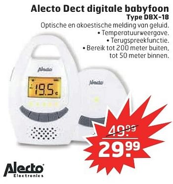 Aanbiedingen Alecto dect digitale babyfoon dbx-18 - Alecto - Geldig van 13/12/2016 tot 25/12/2016 bij Trekpleister