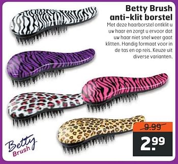 Aanbiedingen Betty brush anti-klit borstel - Betty Brush - Geldig van 13/12/2016 tot 25/12/2016 bij Trekpleister