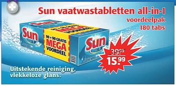 Aanbiedingen Sun vaatwastabletten - Sun - Geldig van 13/12/2016 tot 25/12/2016 bij Trekpleister