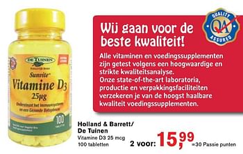 Aanbiedingen Holland + barrett- de tuinen vitamine d3 - Huismerk - Essenza - Geldig van 06/12/2016 tot 25/12/2016 bij Holland & Barrett