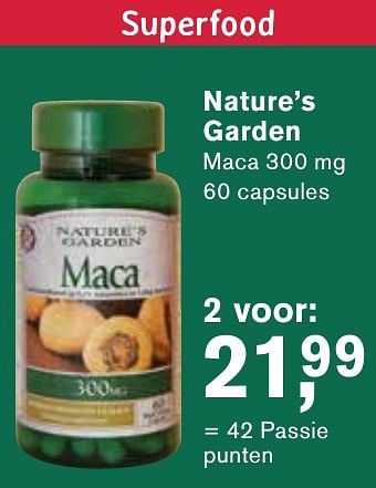 Aanbiedingen Nature`s garden maca - Nature's Garden - Geldig van 06/12/2016 tot 25/12/2016 bij Holland & Barrett