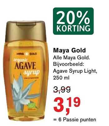 Aanbiedingen Agave syrup light - Maya Gold - Geldig van 06/12/2016 tot 25/12/2016 bij Holland & Barrett
