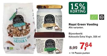 Aanbiedingen Kokosolie extra virgin - Royal Green - Geldig van 06/12/2016 tot 25/12/2016 bij Holland & Barrett