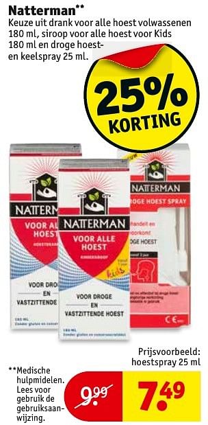 Aanbiedingen Natterman hoestspray - Natterman - Geldig van 20/12/2016 tot 25/12/2016 bij Kruidvat