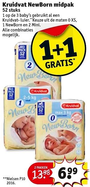 Aanbiedingen Kruidvat newborn midpak - Huismerk - Kruidvat - Geldig van 20/12/2016 tot 25/12/2016 bij Kruidvat