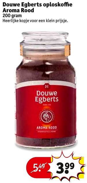 Aanbiedingen Douwe egberts oploskoffie aroma rood - Douwe Egberts - Geldig van 20/12/2016 tot 25/12/2016 bij Kruidvat