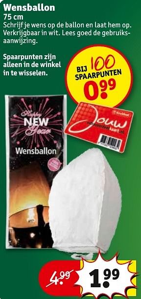 Aanbiedingen Wensballon - Huismerk - Kruidvat - Geldig van 20/12/2016 tot 25/12/2016 bij Kruidvat