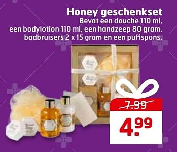 Aanbiedingen Honey geschenkset - Huismerk - Trekpleister - Geldig van 20/12/2016 tot 25/12/2016 bij Trekpleister