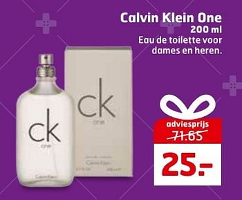 Aanbiedingen Calvin klein one - Calvin Klein - Geldig van 20/12/2016 tot 25/12/2016 bij Trekpleister